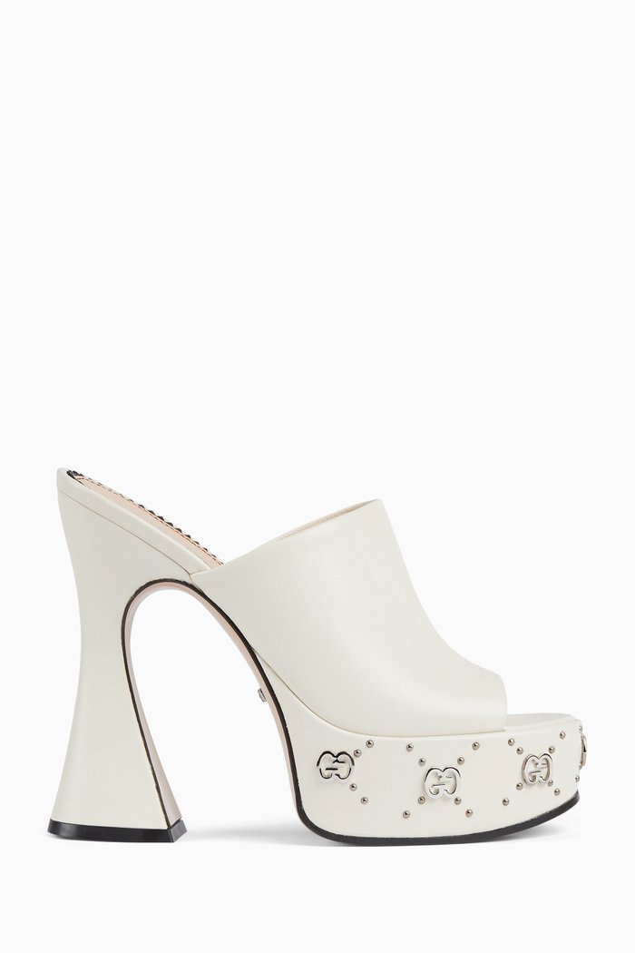 

Platform Slide 115 Sandals in Leather, White