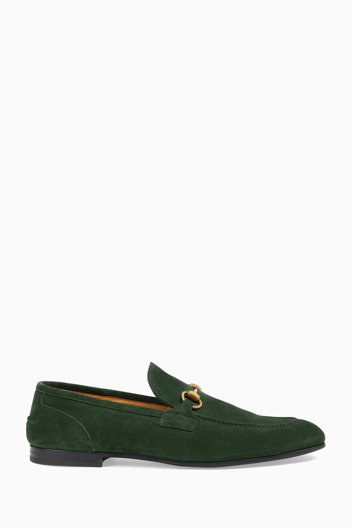 

Jordaan Horsebit Loafers in Suede, Green