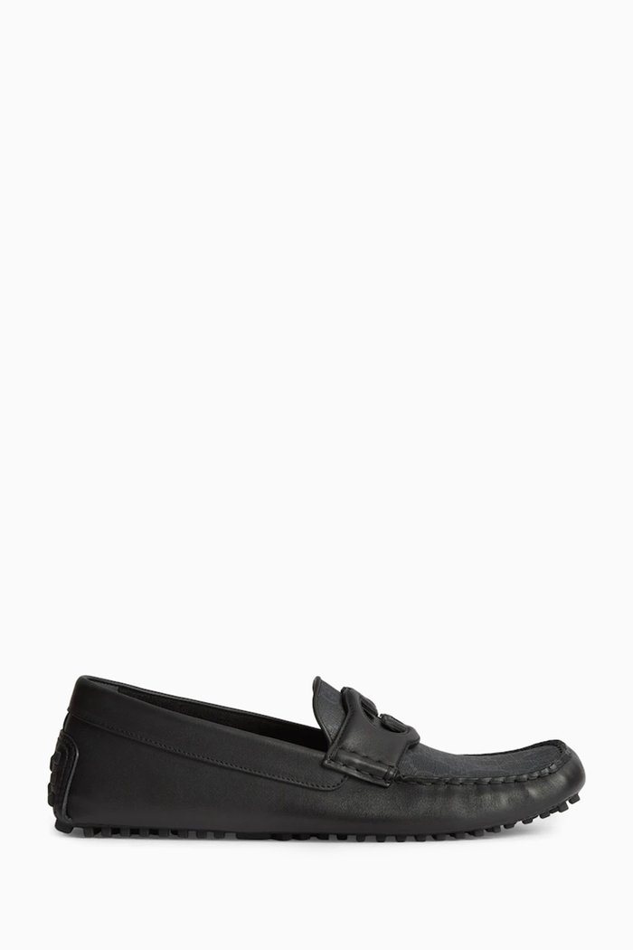 

Interlock G Driver Shoes in Leather, Black