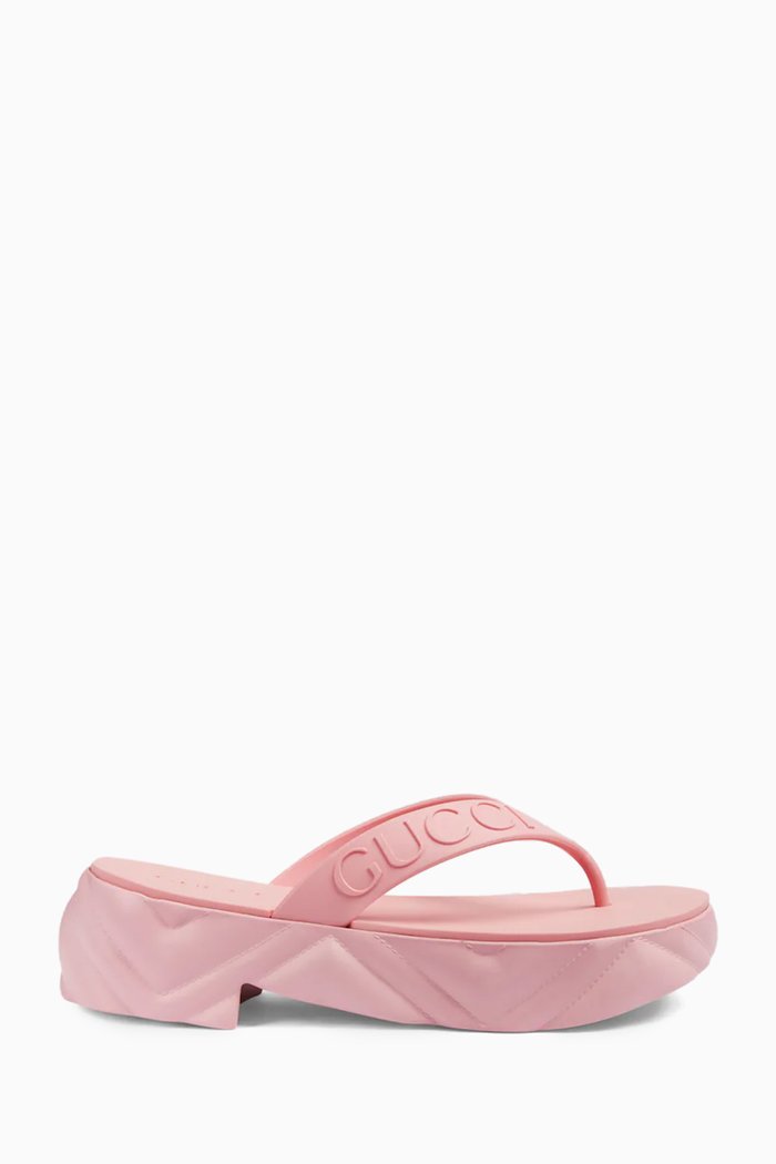 

Thong Platform Sandals in Rubber, Pink