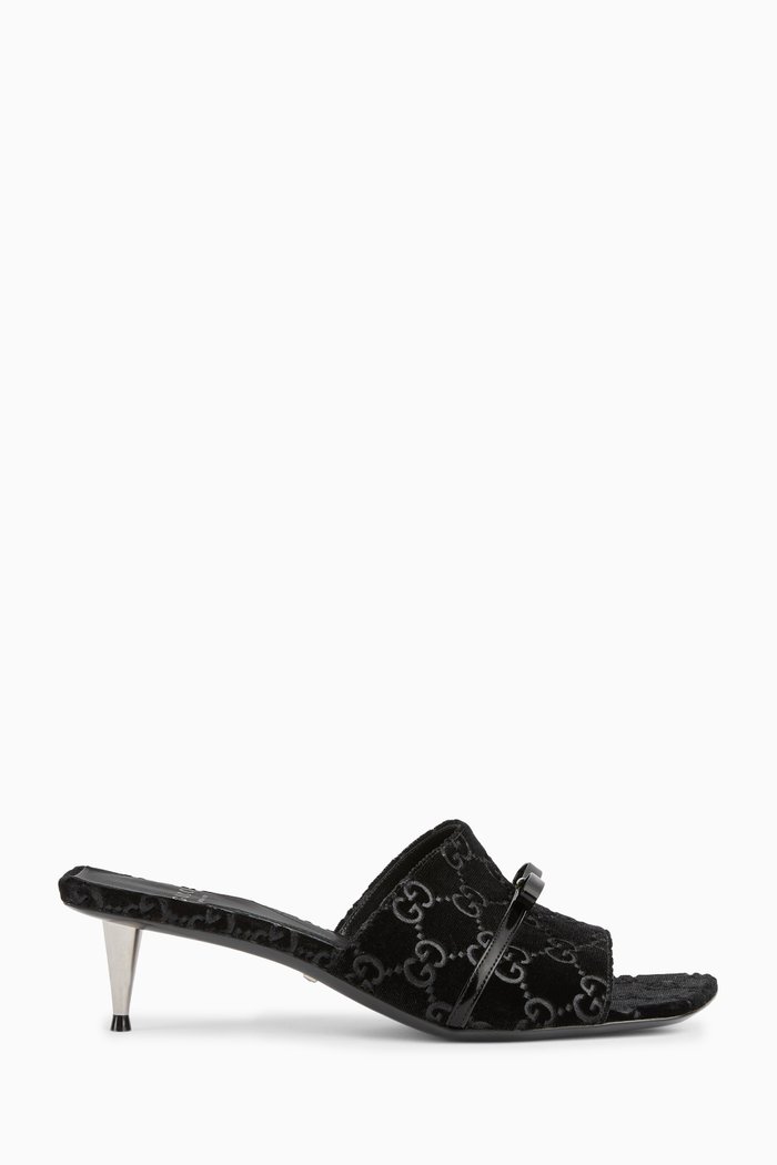 

Slide Sandals in GG Velvet, Black