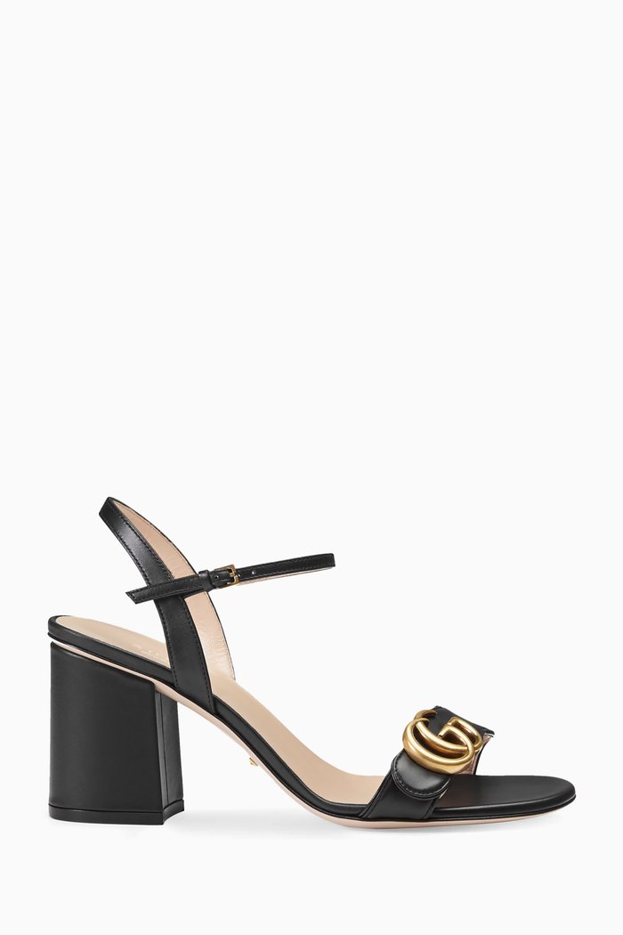 

Marmont 75 Sandals in Smooth Leather, Black