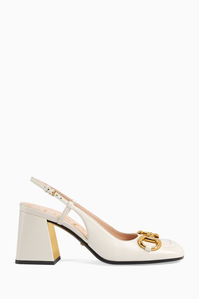 

Horsebit 75 Slingback Sandals in Smooth Leather, White