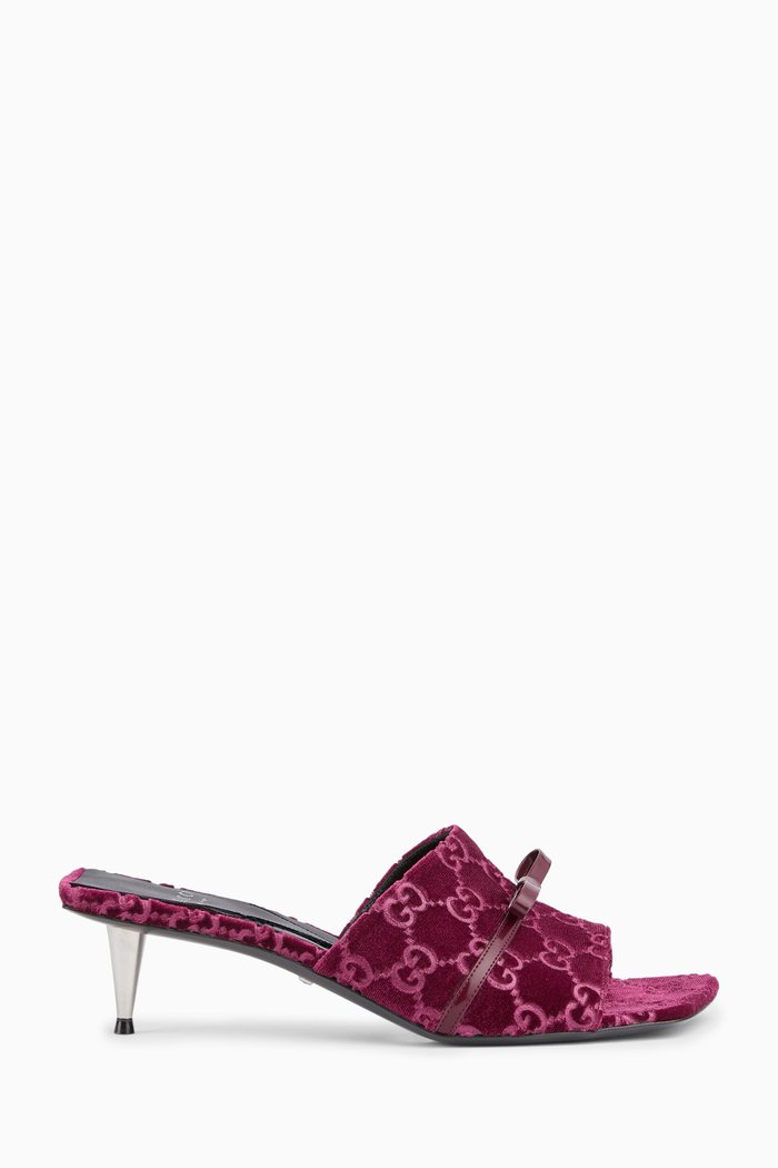 

Slide Sandals in GG Velvet, Burgundy