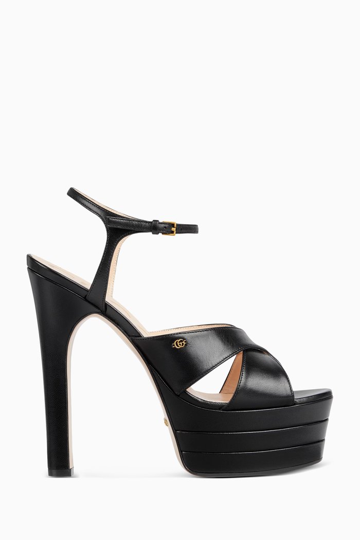 

Double G 135 Platform Sandals in Leather, Black
