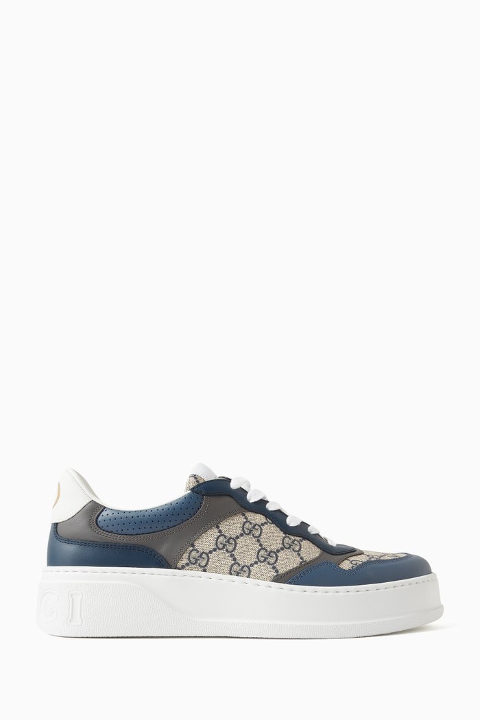 GG Supreme Low-top Sneakers in Canvas & Leather, Blue