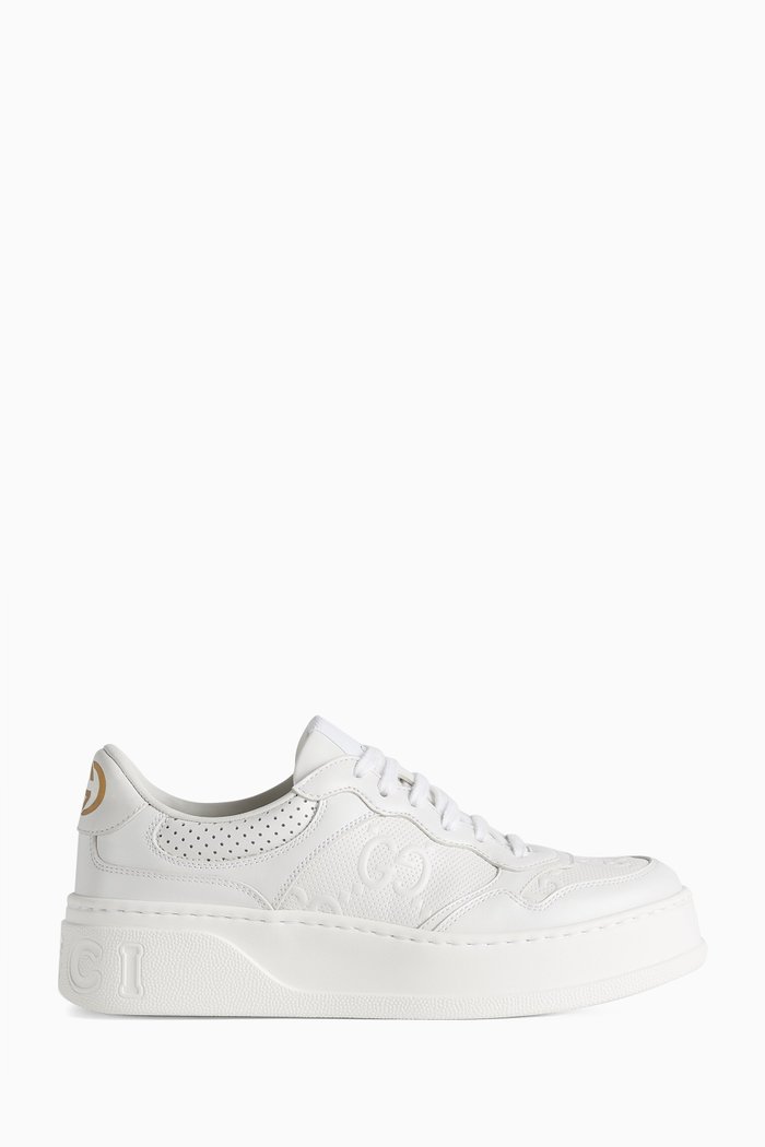 

GG Embossed Sneakers in Leather, White