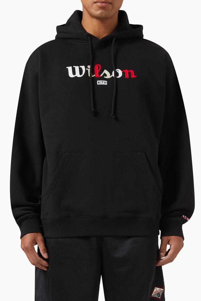 

x Wilson Oversized Logo Hoodie in Cotton, Black