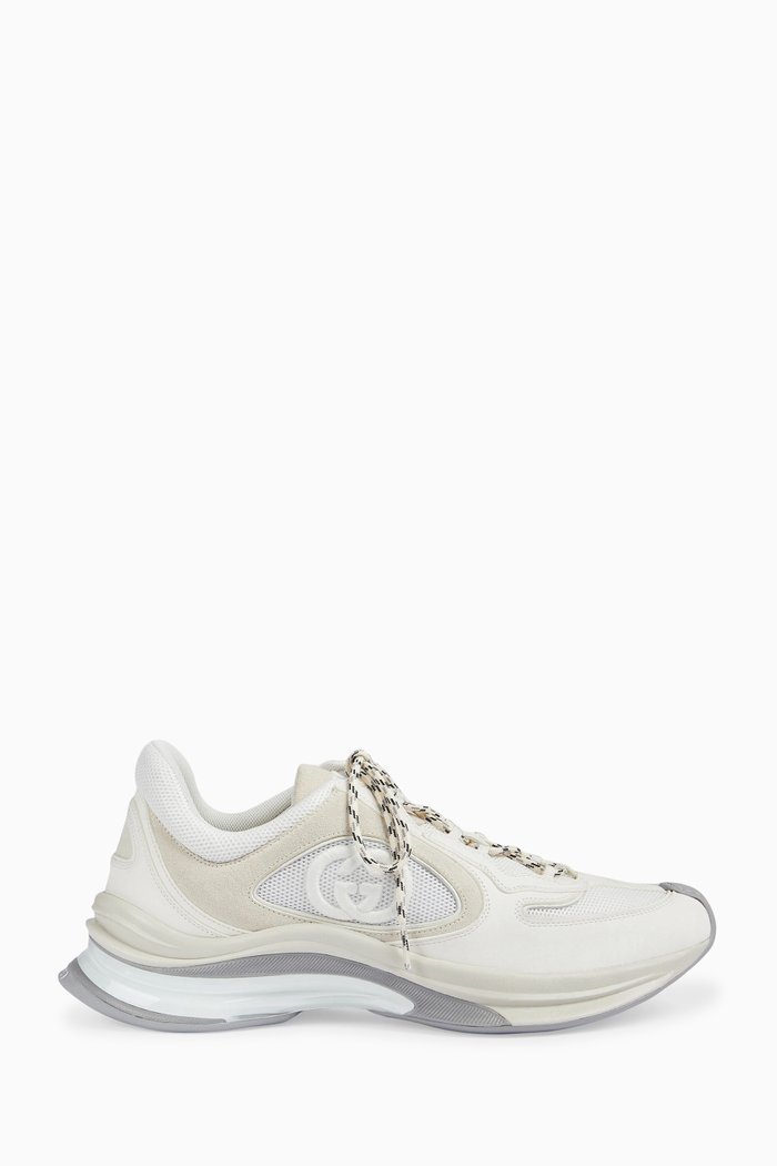 

Gucci Run Sneakers in Suede and Technical Mesh, Neutral
