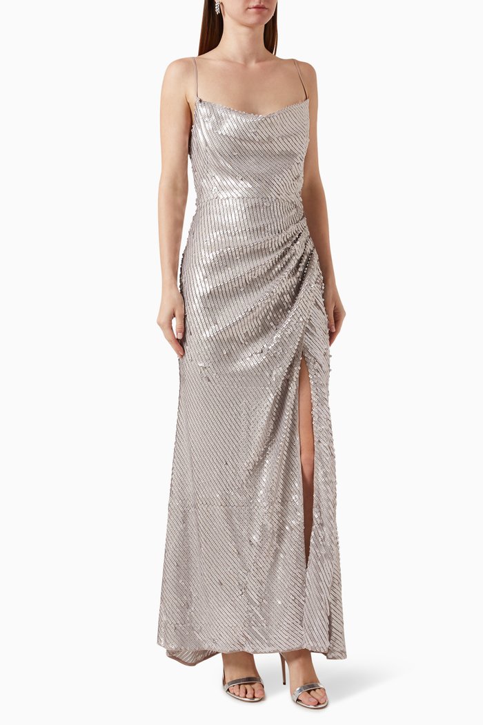 

Spinel Sequined Gown, Silver