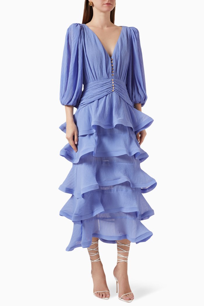 

Ultramarine Ruffled Maxi Dress, Blue