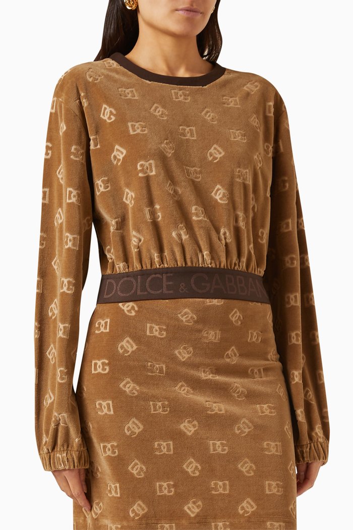 

Logo-jacquard Crop Sweatshirt in Chenille, Neutral