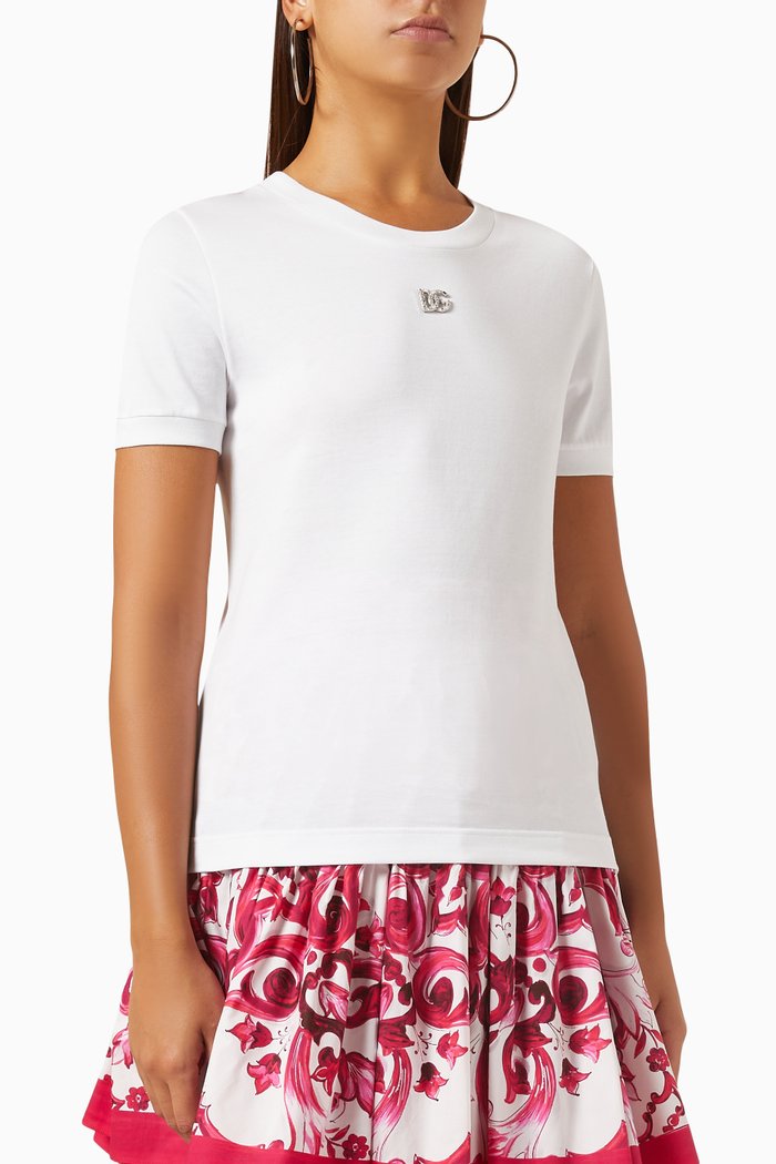 

Crystal-embellished Logo T-shirt in Cotton-jersey, White