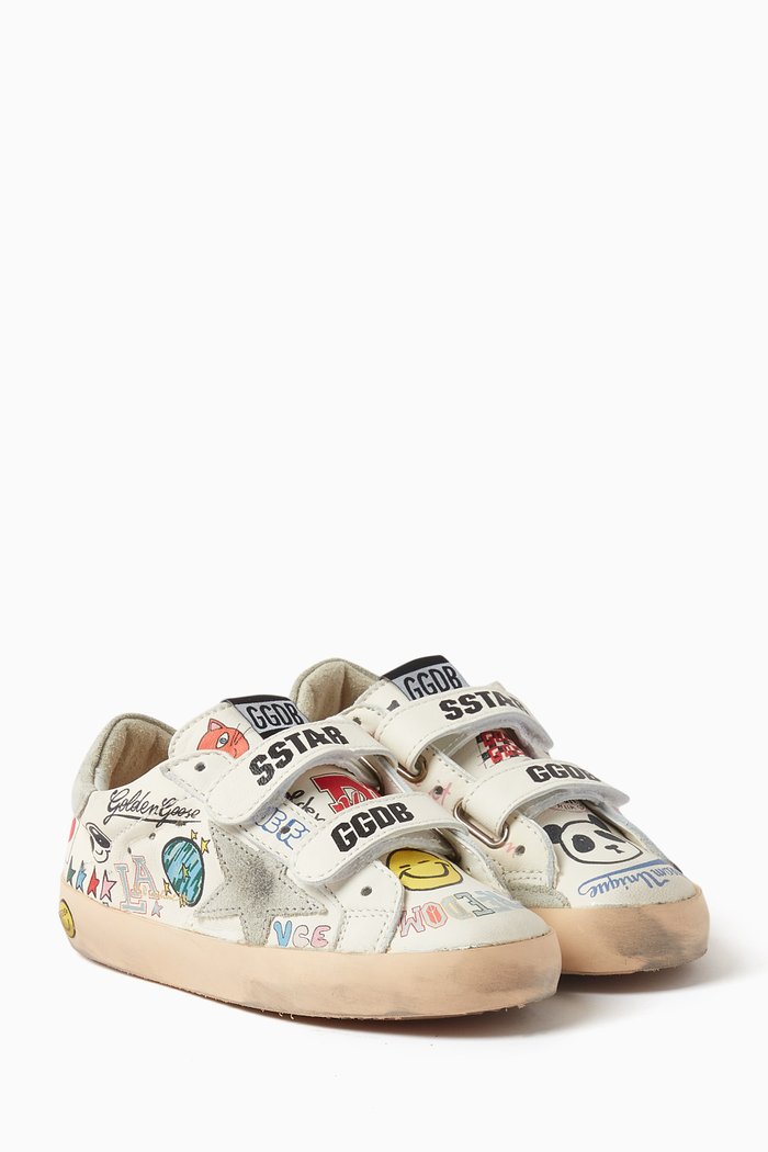 

0ld School Graffiti Sneakers in Nappa Leather, White