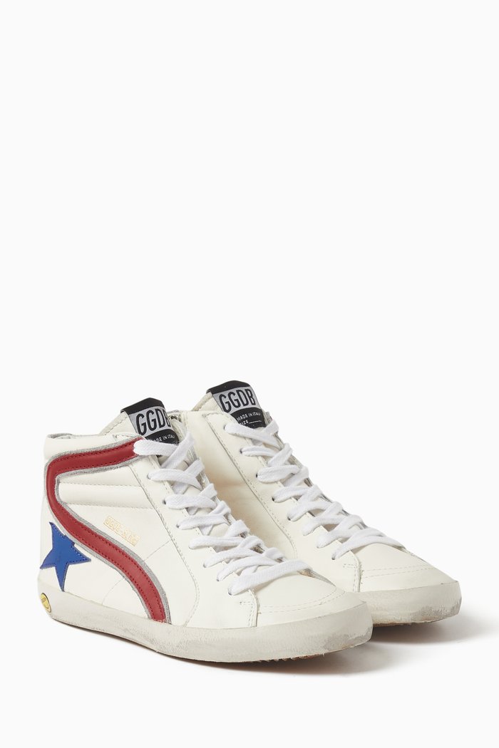 Star Wave High-top Sneakers in Nappa Leather, White