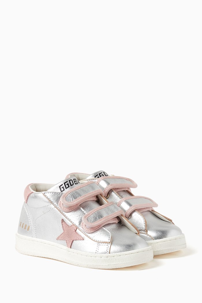 

June Sneakers in Metallic Leather, Silver