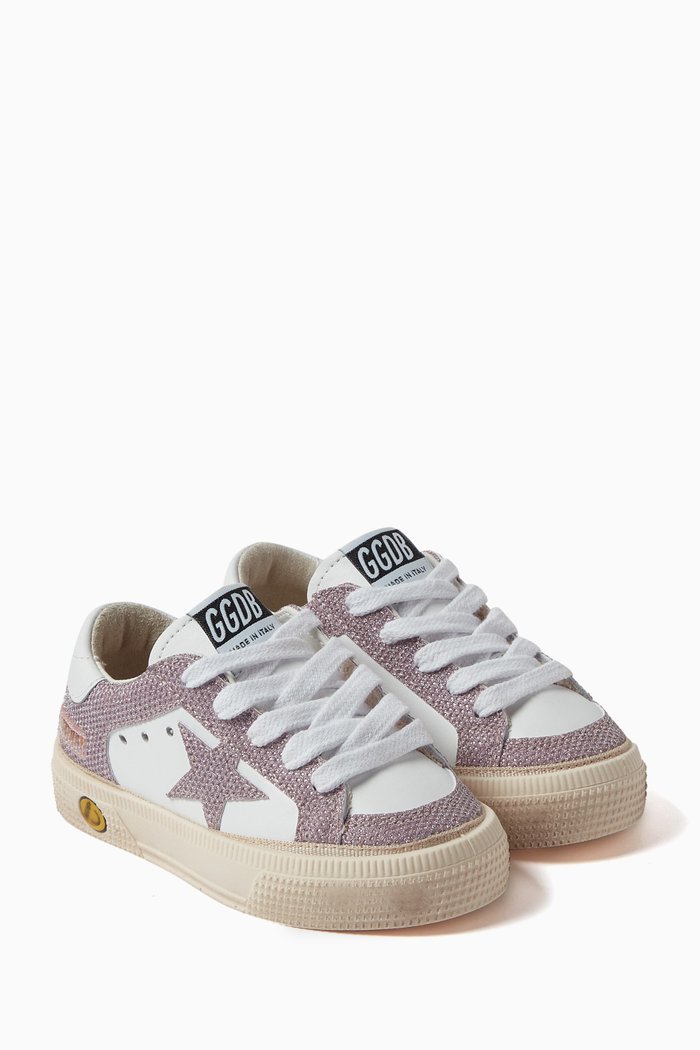 

May Sneakers in Nappa Leather and Glitter, White