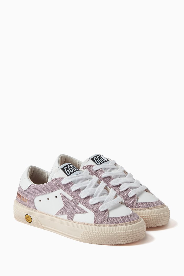 

May Sneakers in Nappa Leather and Glitter, White