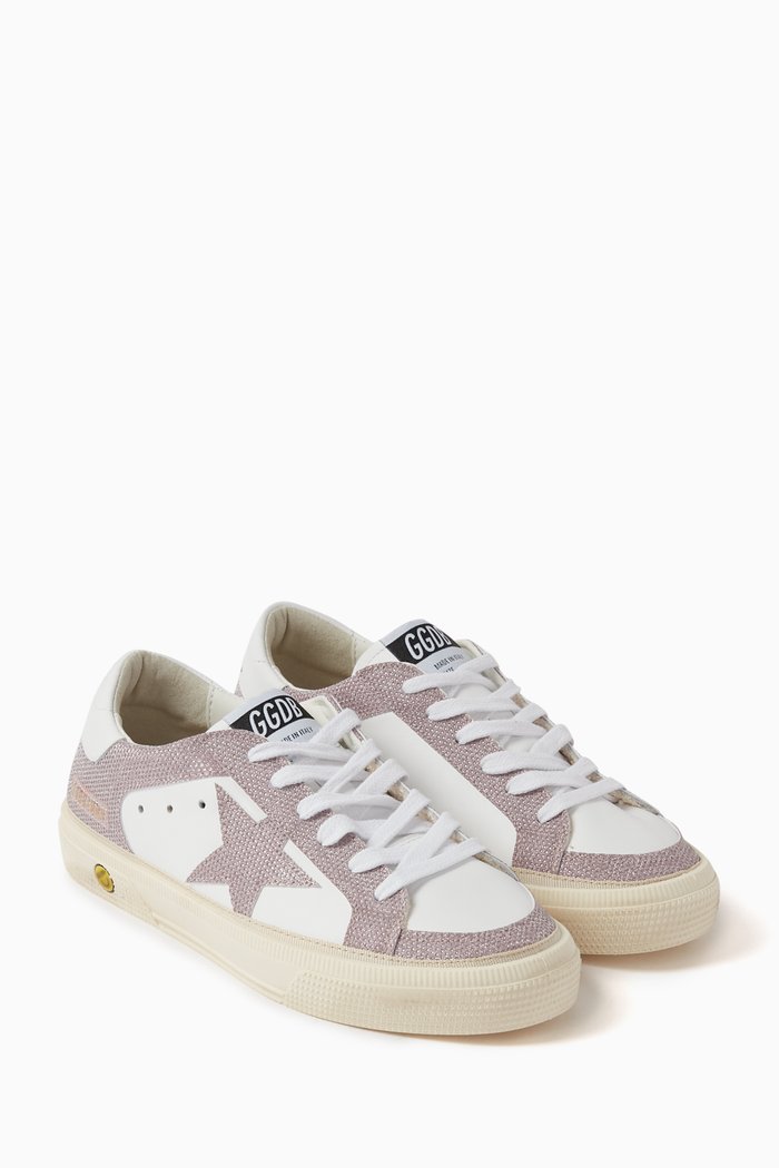 

May Sneakers in Nappa Leather and Glitter, White