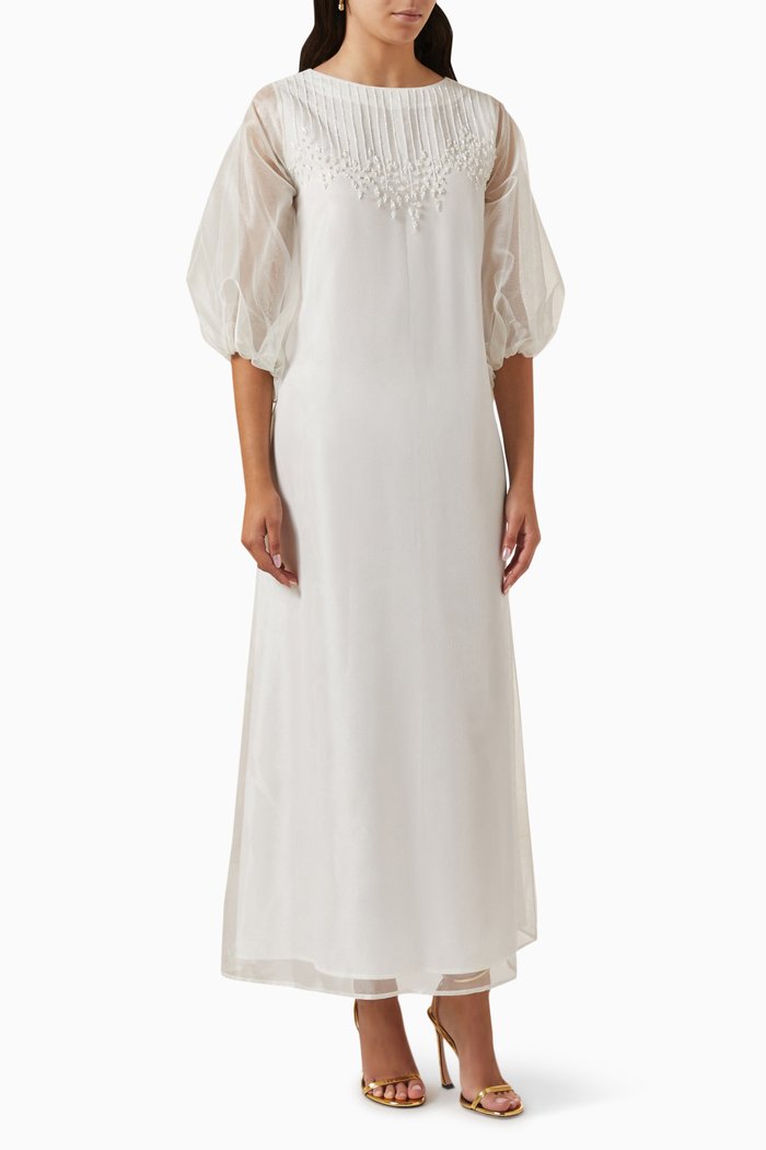 

Bead-embellished Dress in Organza, Neutral