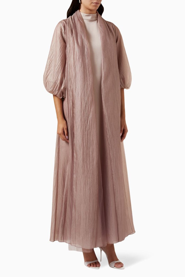

Textured Abaya in Organza, Pink