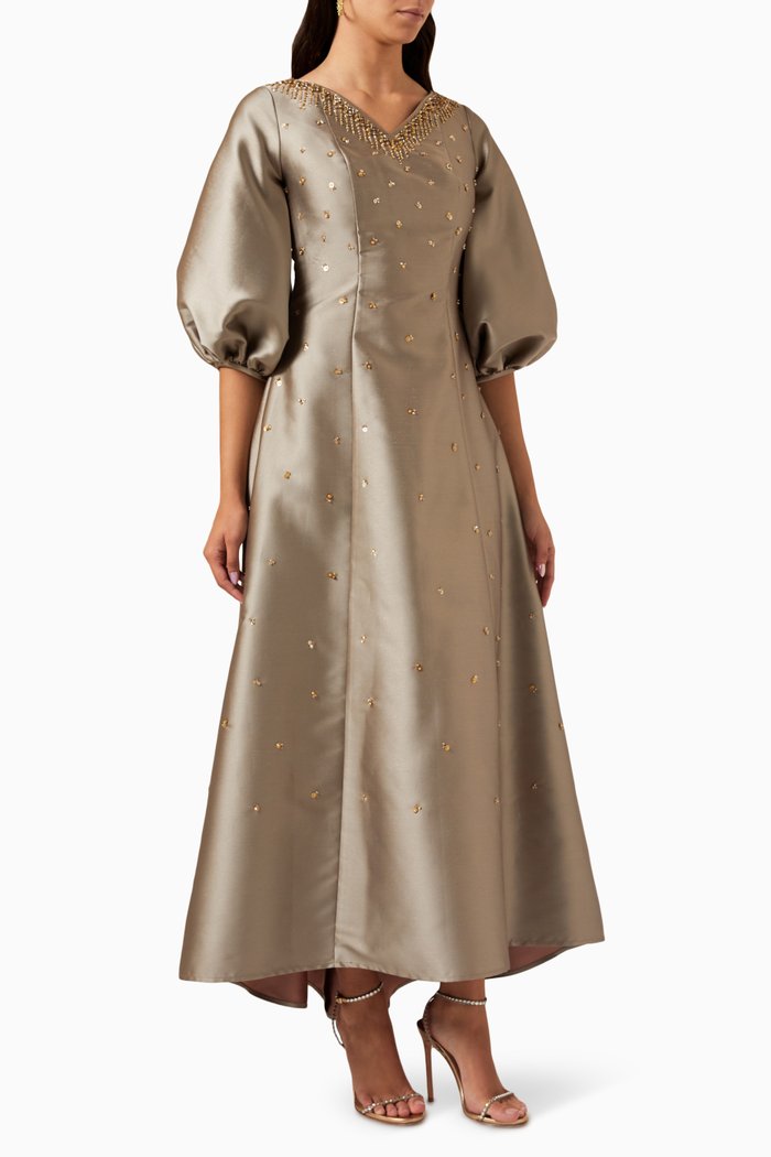 

Embellished Dress in Taffeta, Gold