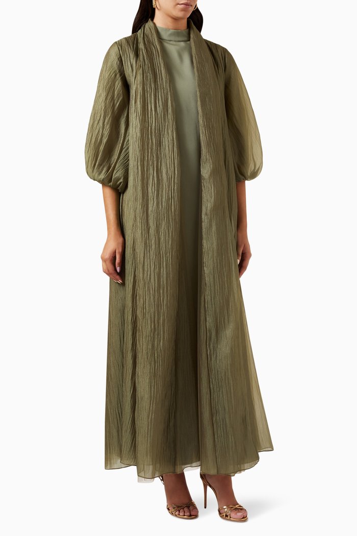 

Textured Abaya in Organza, Green