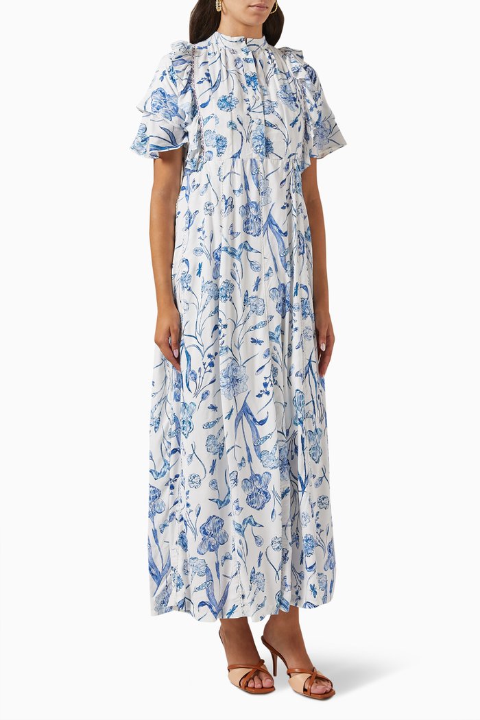 

Floral Frill Dress, Blue
