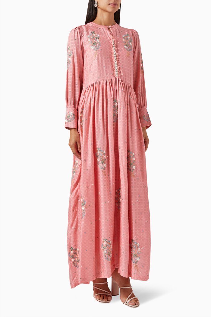 Embroidered Dress, Pink