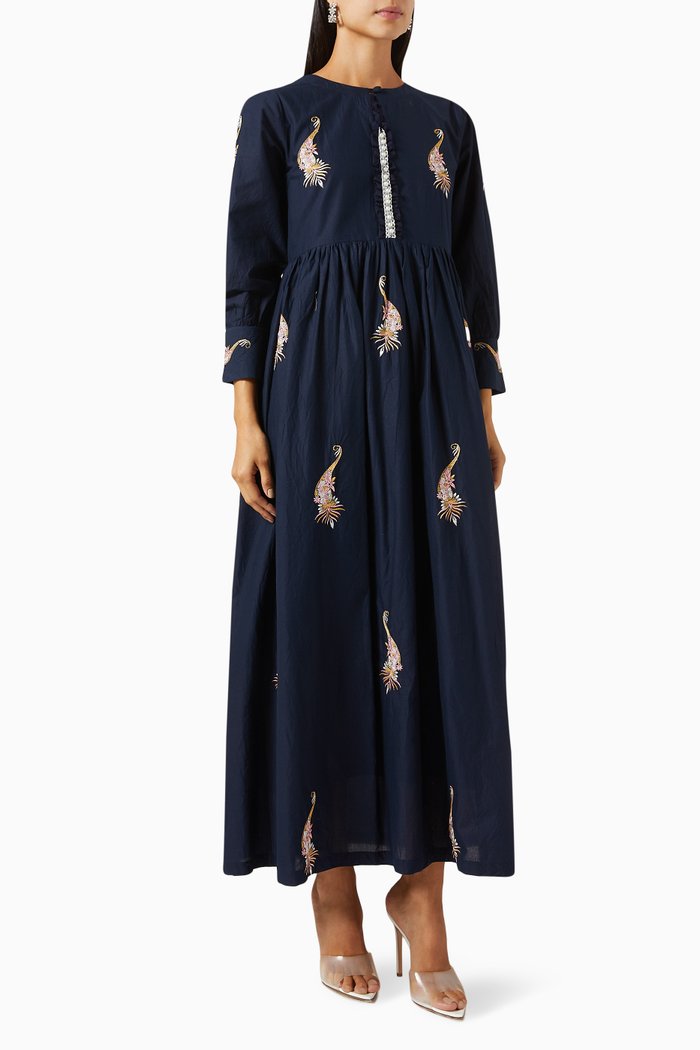 Embroidered Dress, Blue