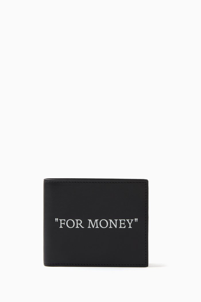 

"FOR MONEY" Bi-fold Wallet in Leather, Black