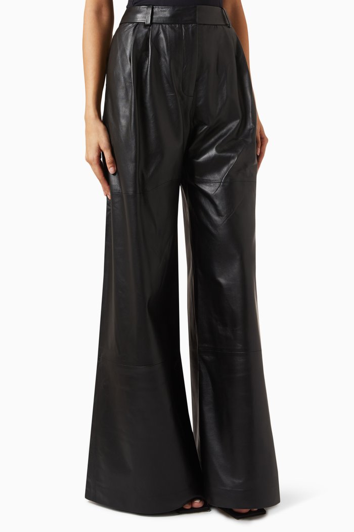 

Luminosity Wide-leg Pants in Leather, Black