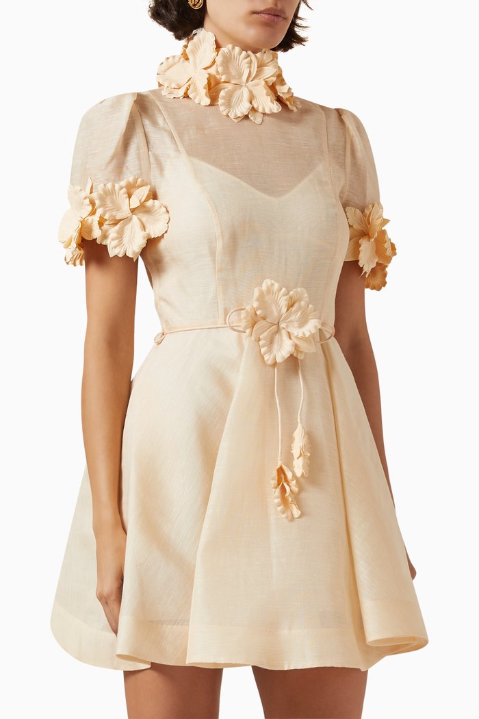 Luminosity Liftoff Mini Dress in Linen-blend, Neutral