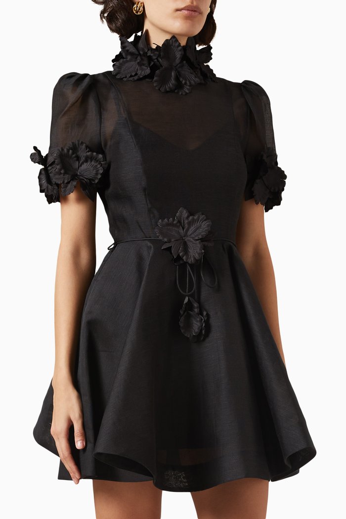 

Luminosity Liftoff Mini Dress in Linen-blend, Black