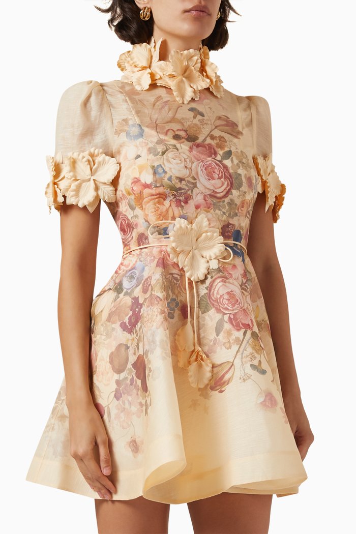 

Luminosity Liftoff Mini Dress in Linen-blend, Multicolour