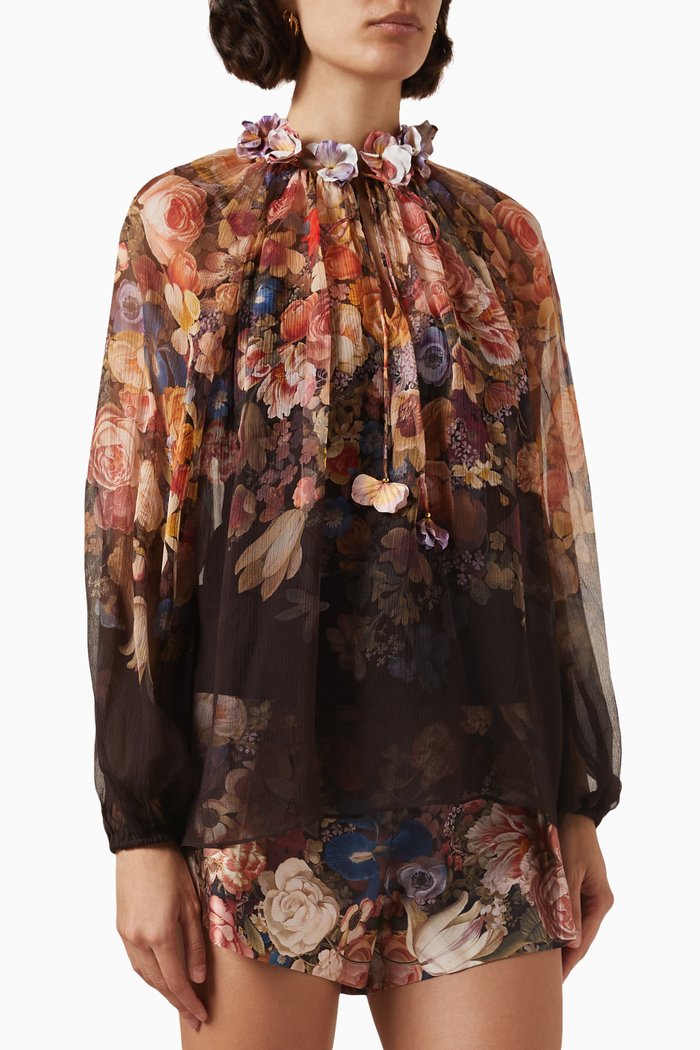 

Luminosity Floral Blouse in Silk, Multicolour