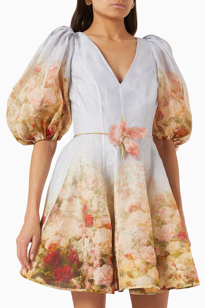 

Luminosity Flip Mini Dress in Silk Linen, Multicolour