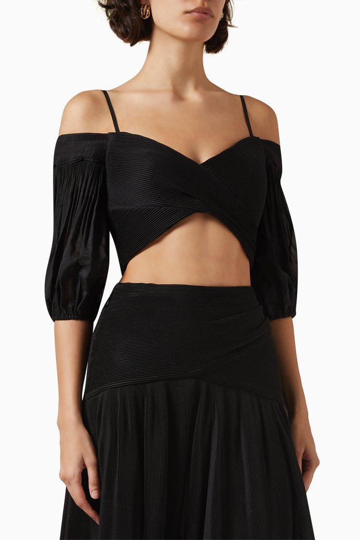 

Pleated Crop Top, Black