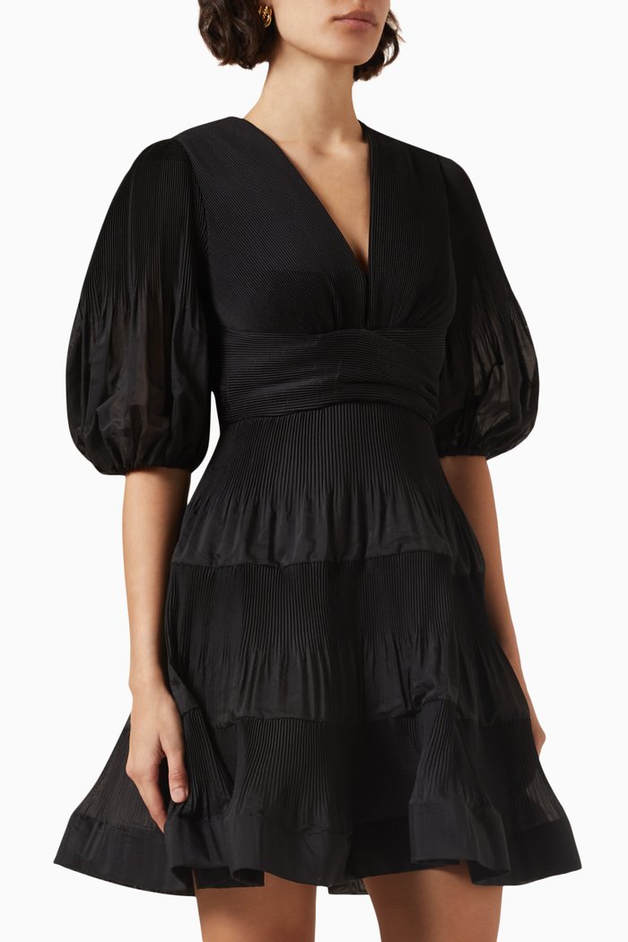 

Pleated Mini Dress, Black