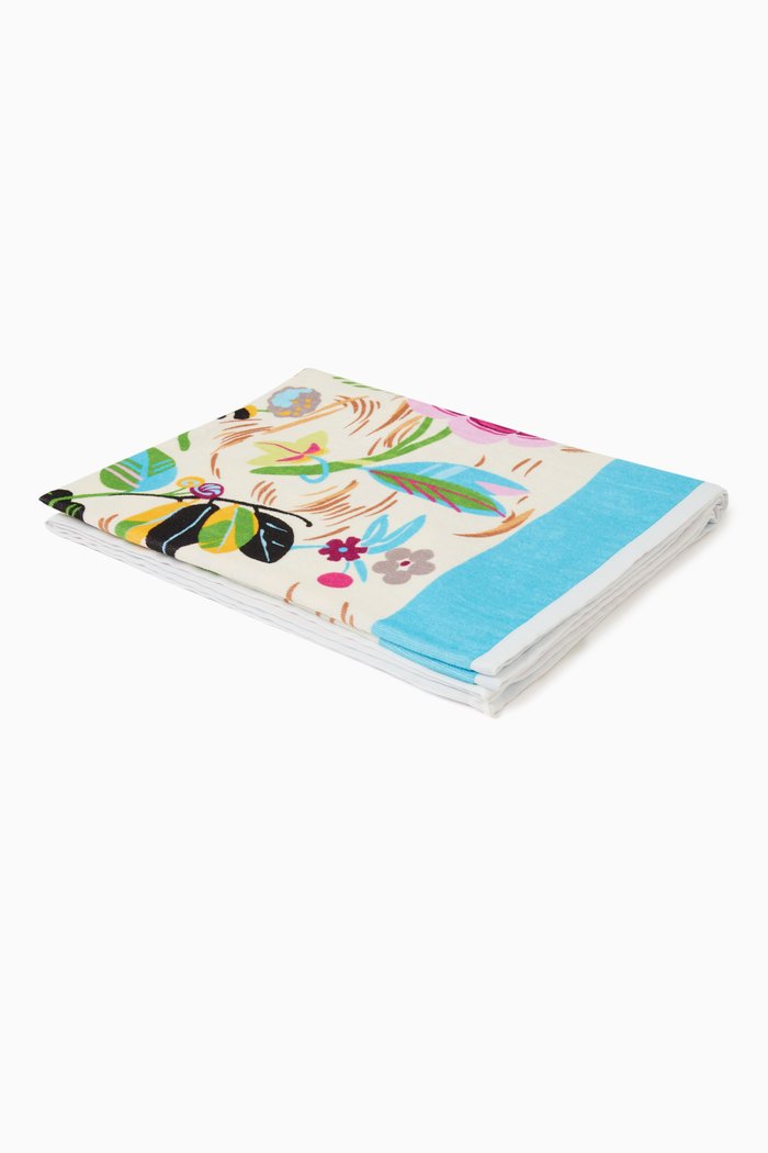 Floral-print Beach Blanket in Terrycloth, Multicolour