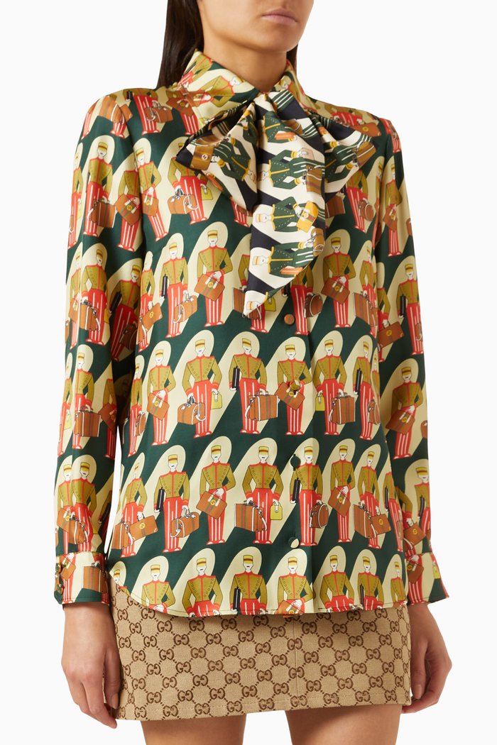 

Porter Print Shirt in Silk, Multicolour
