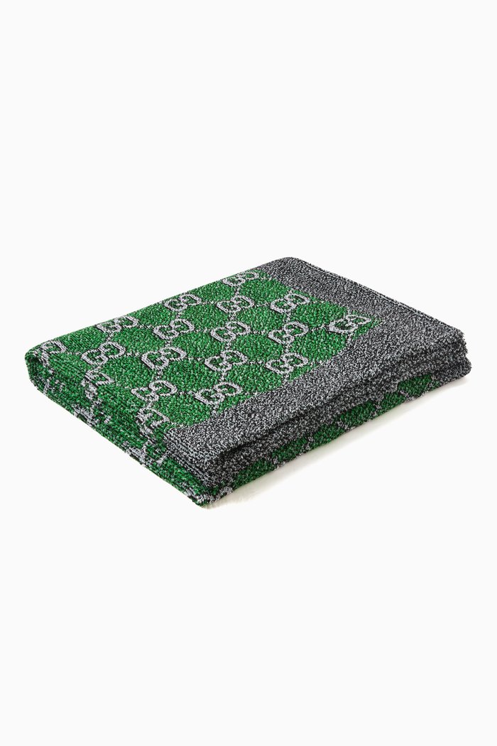

Jumbo GG Beach Blanket in Cotton-blend, Green