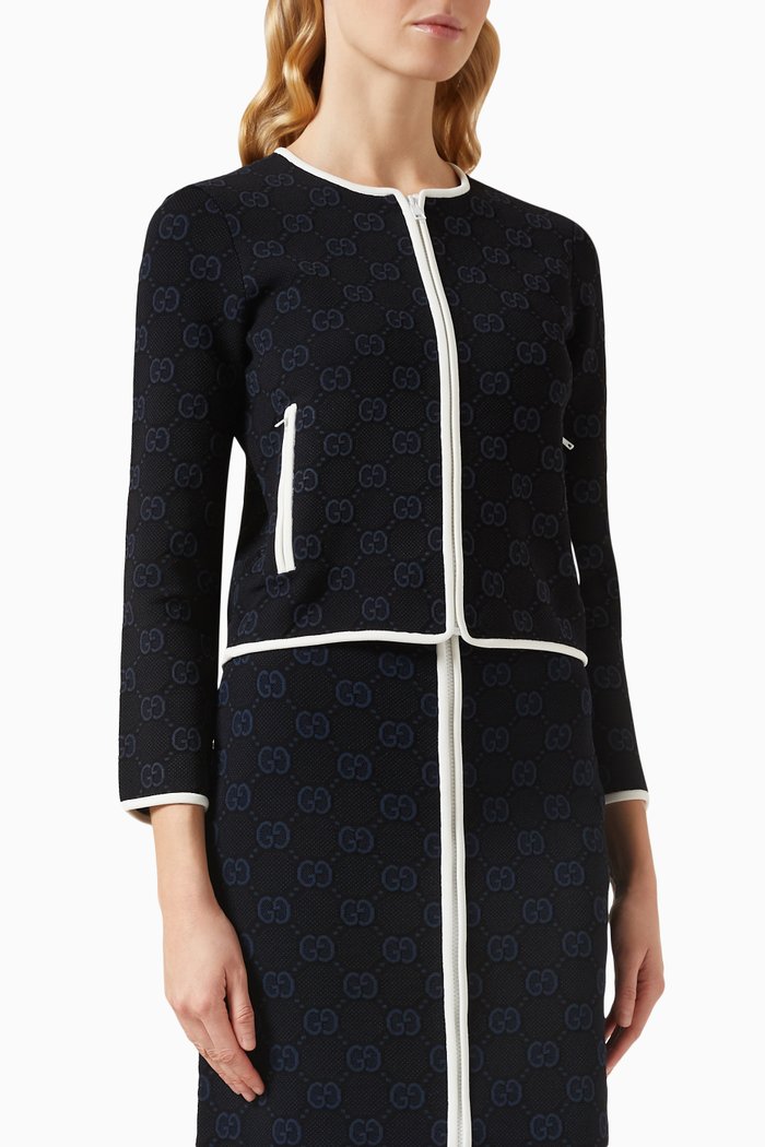 GG Cardigan in Viscose-jacquard, Black