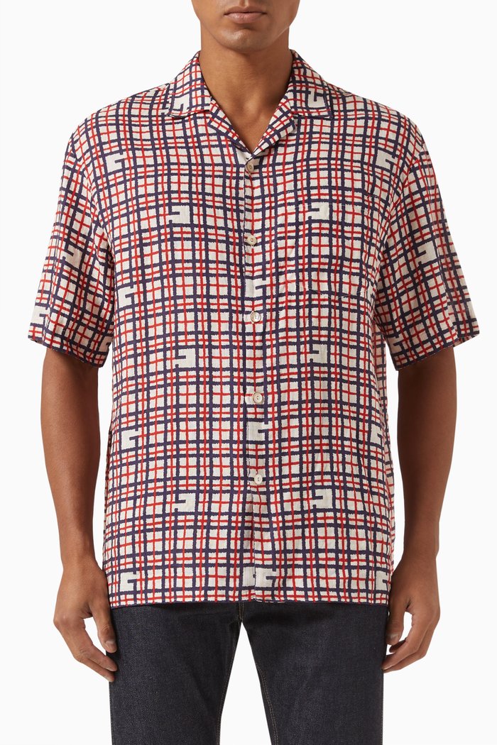 

Square G Tartan-print Shirt in Linen, Multicolour