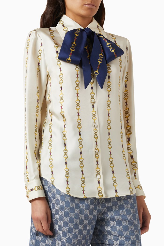 Printed Shirt in Silk, Multicolour