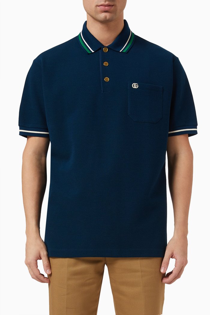 

Polo Shirt in Wool & Cotton, Green