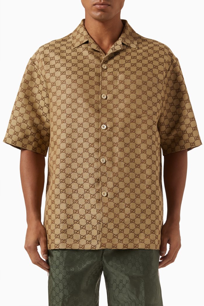 

GG Supreme Shirt in Linen-blend, Brown