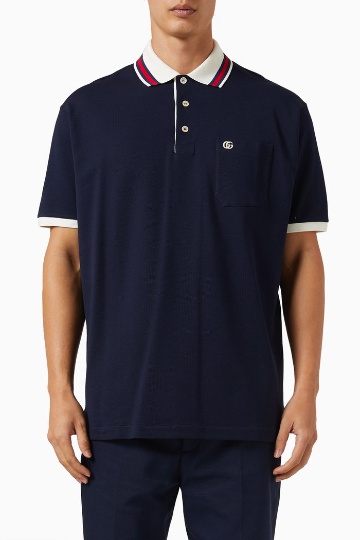 

Polo Shirt in Cotton Piqué, Blue