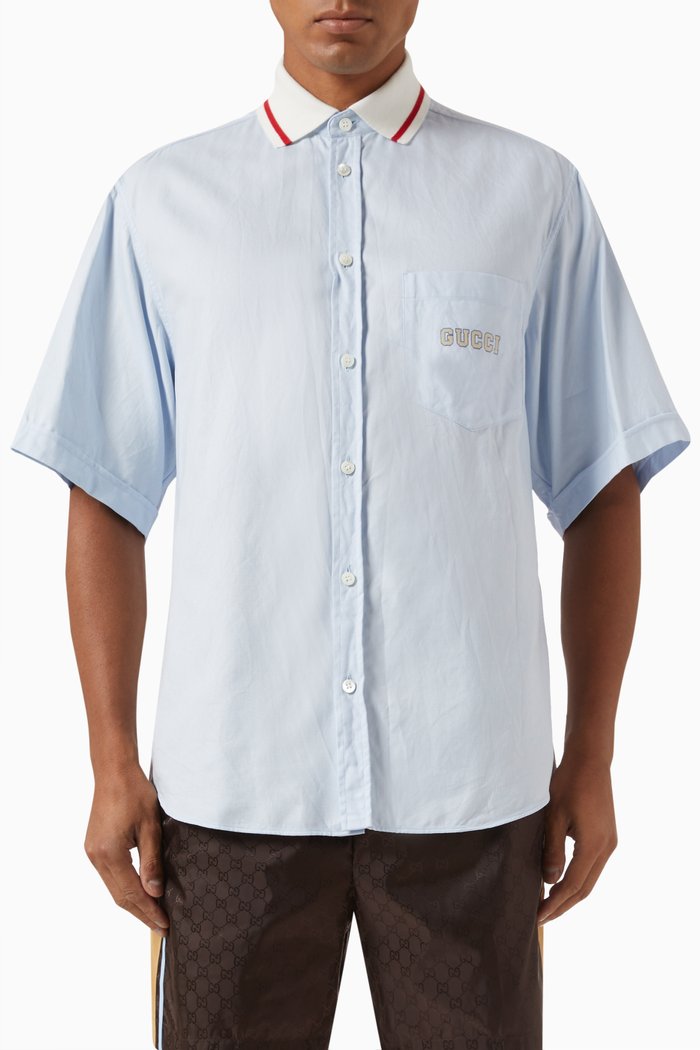 

Logo-embroidered Shirt in Oxford Cotton, Blue