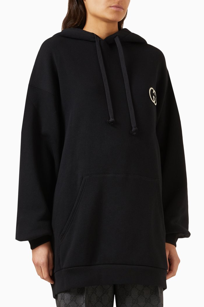 

GG Hoodie in Cotton-jersey, Black